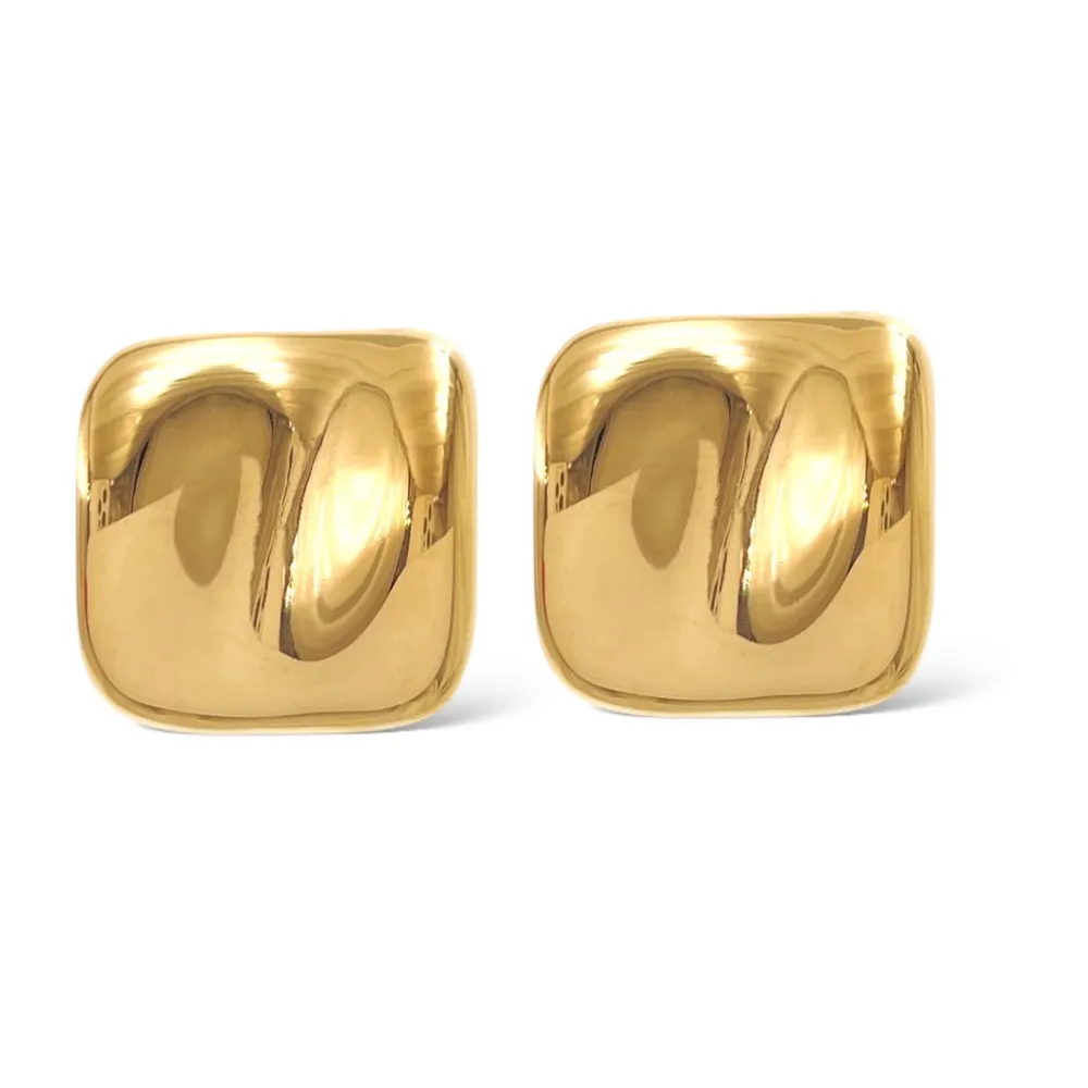 Quadrato Lavorato-Orecchini in Acciaio - OAP-413-173