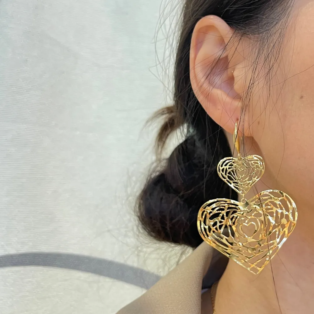 Doppio Cuore -Orecchini in Acciaio - OAP-413-2415