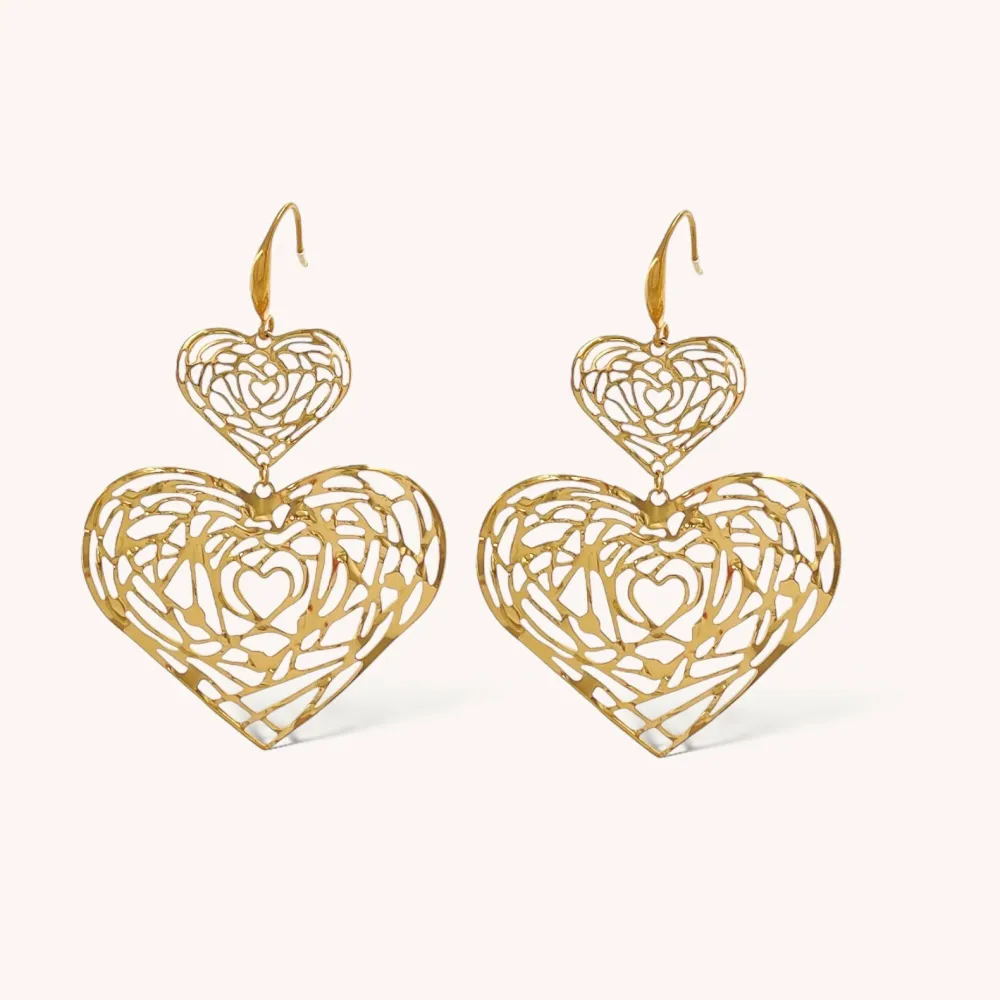 Doppio Cuore -Orecchini in Acciaio - OAP-413-2415