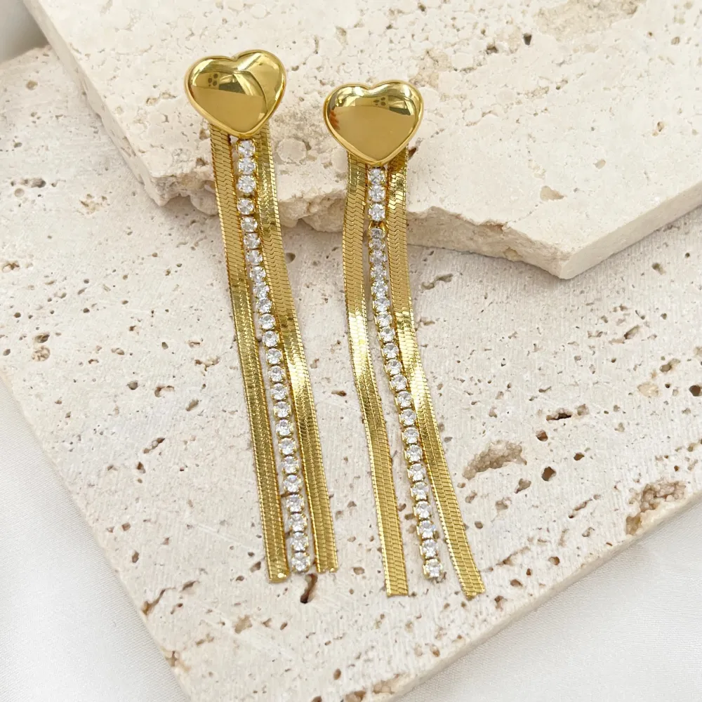 Cuore e Napine -Orecchini in Acciaio - OAP-413-2420