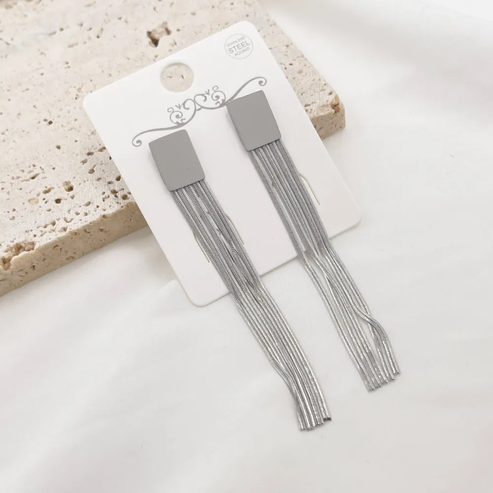 Quadrato con Napine -Orecchini in Acciaio - OAP-413-2488