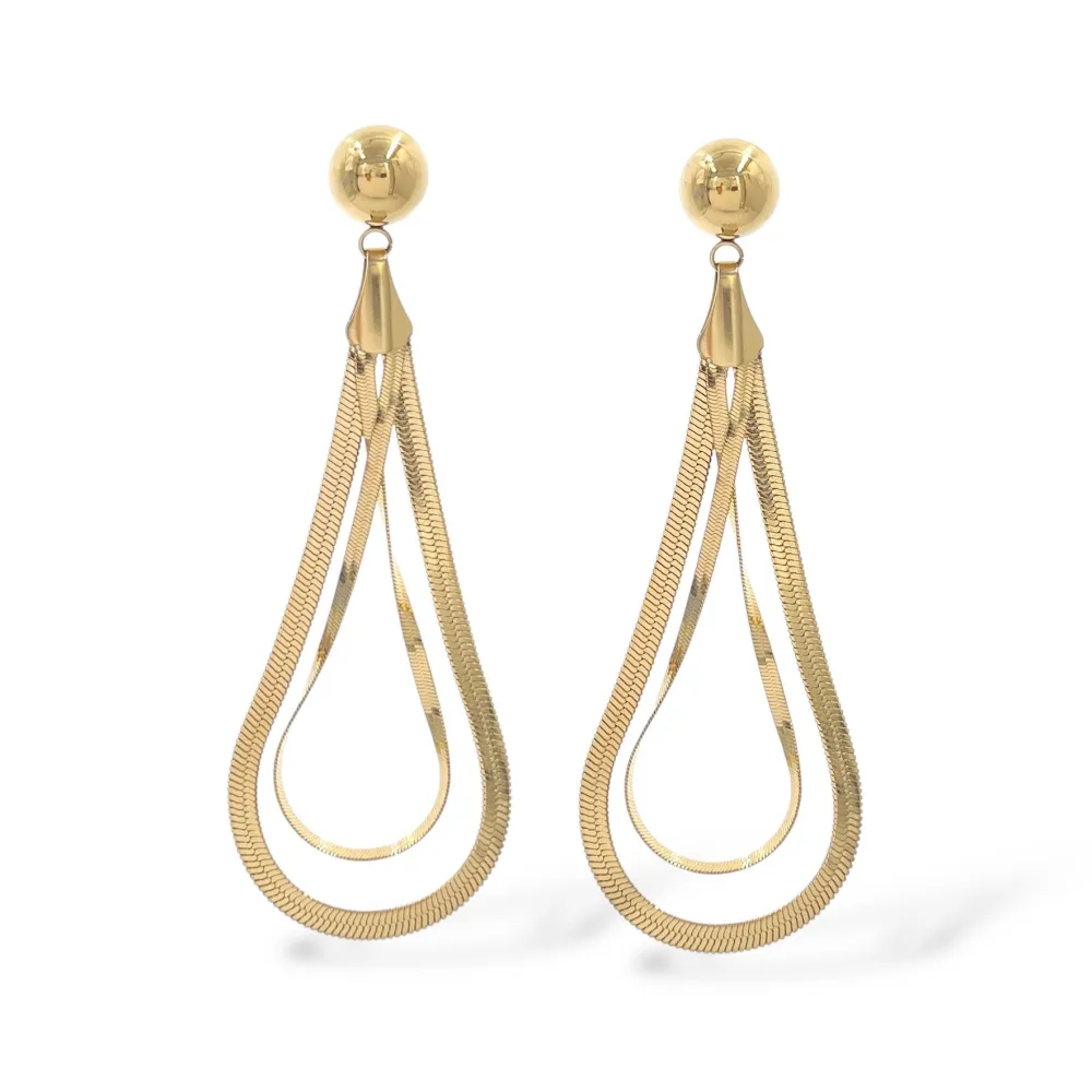 Doppia Goccia-Orecchini in Acciaio - OAP-413-2492