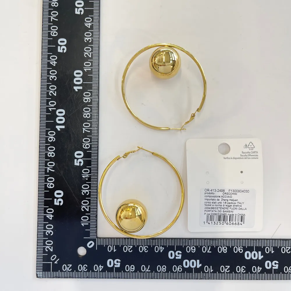 Cerchio con Pallina-Orecchini in Acciaio - OAP-413-2498