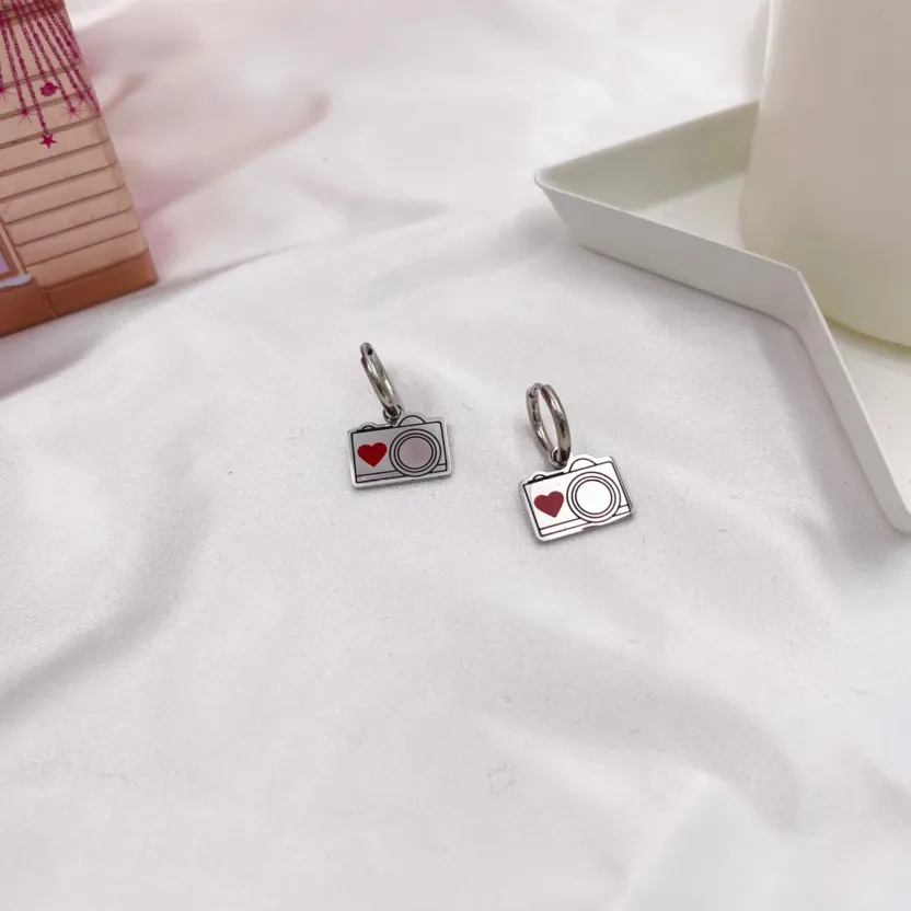 Camera Smaltata-Orecchini in Acciaio - OAP413-805