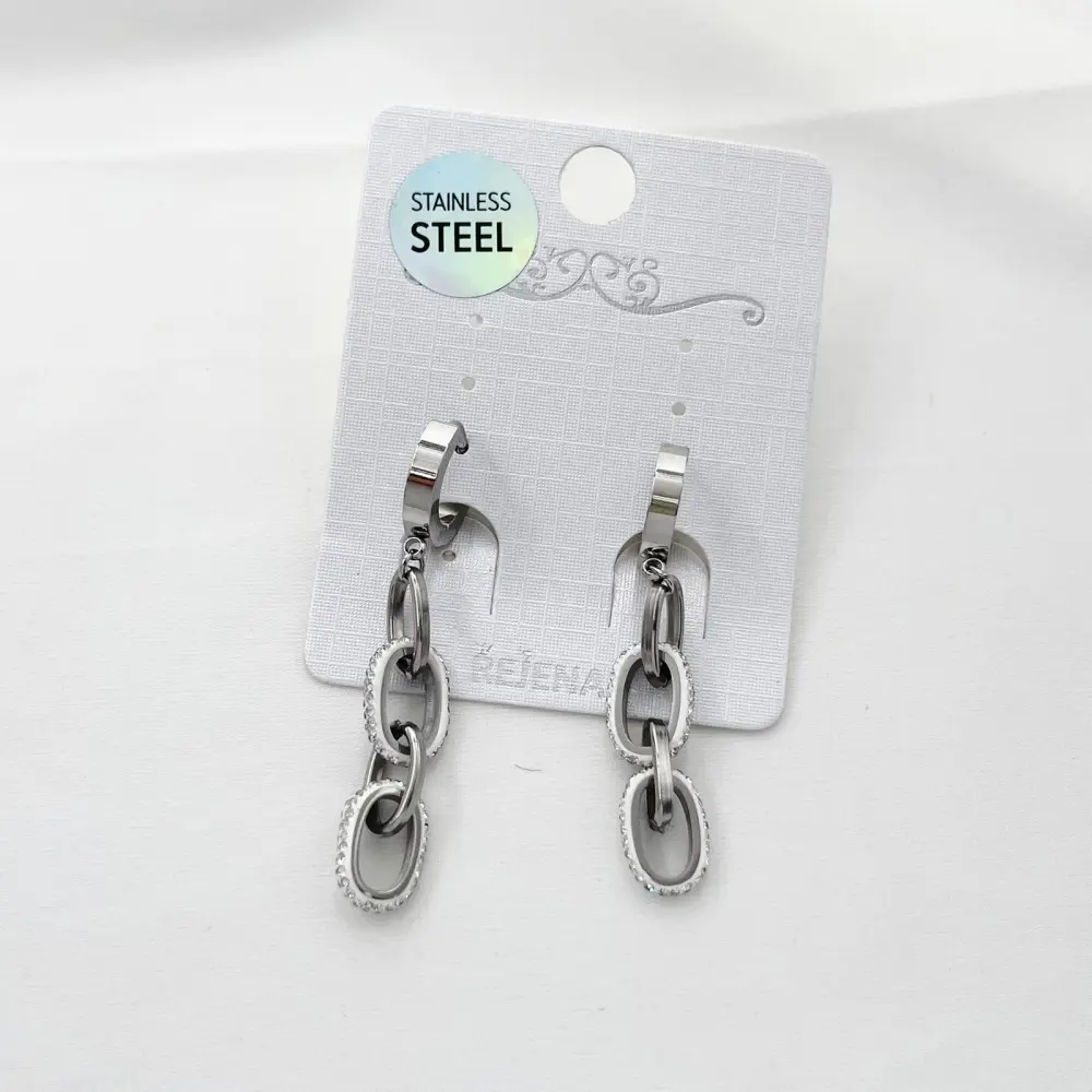 Catena con Strass -Orecchini in Acciaio - OAP-413-925