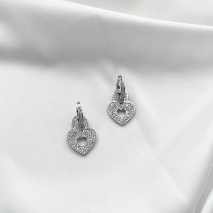 Lucchetto Cuore -Orecchini in Acciaio - OAP-413-966c