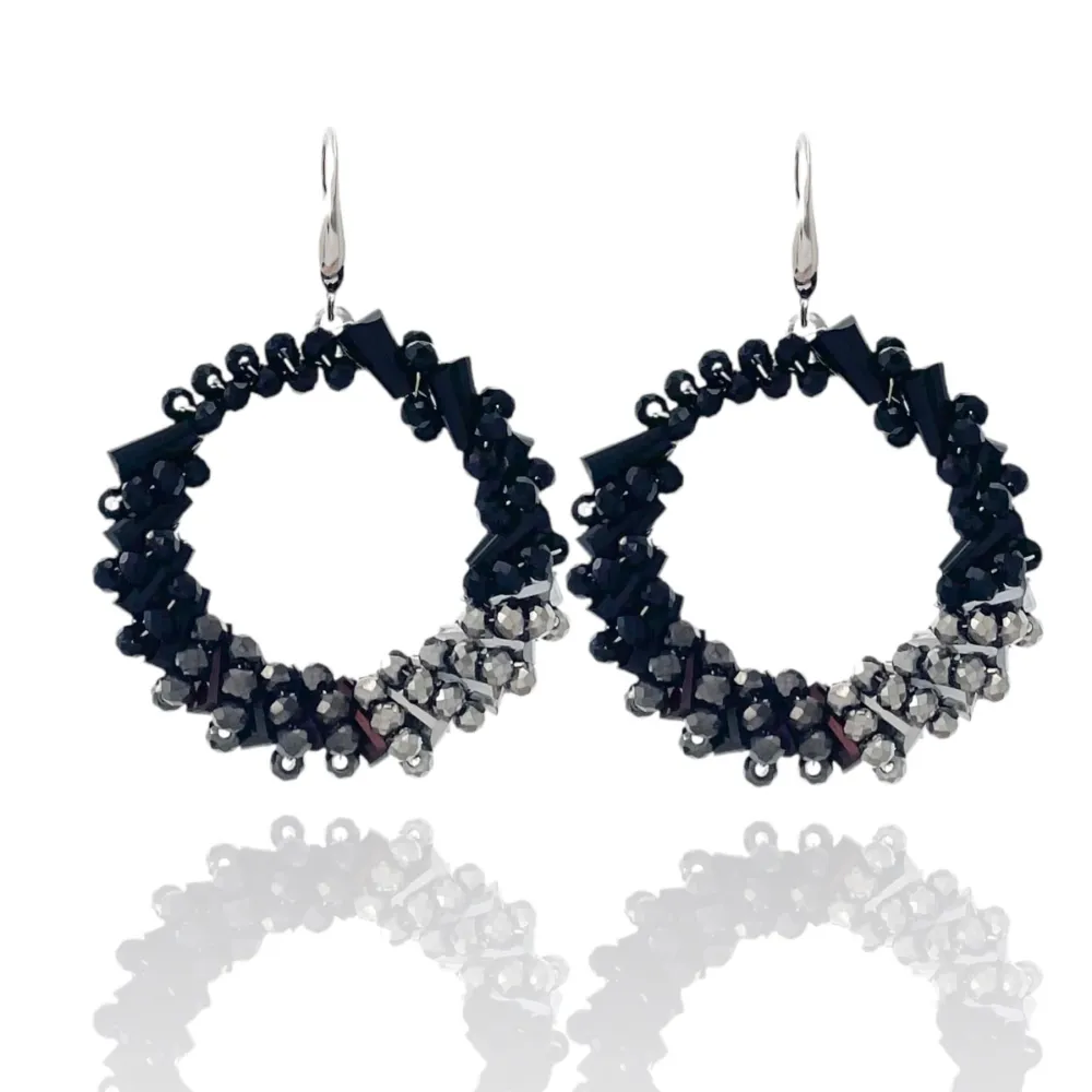 Cerchio Vuoto-Orecchini in Acciaio con Cristalli - OAP-428-10