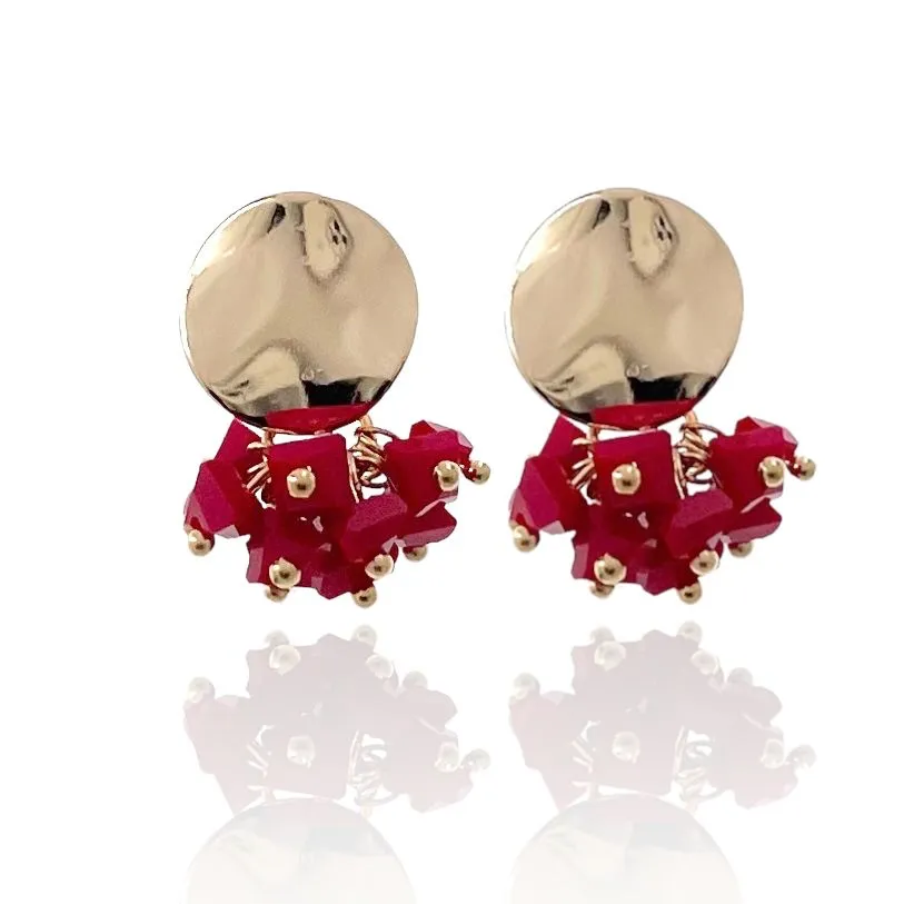 Bottone con Cristalli-Orecchini in Acciaio - OAP-428-11