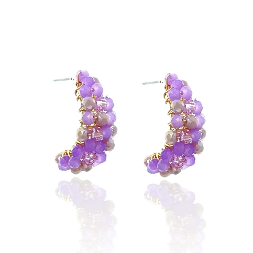 Mezza Luna con Cristalli-Orecchini in Acciaio - OAP-428-16