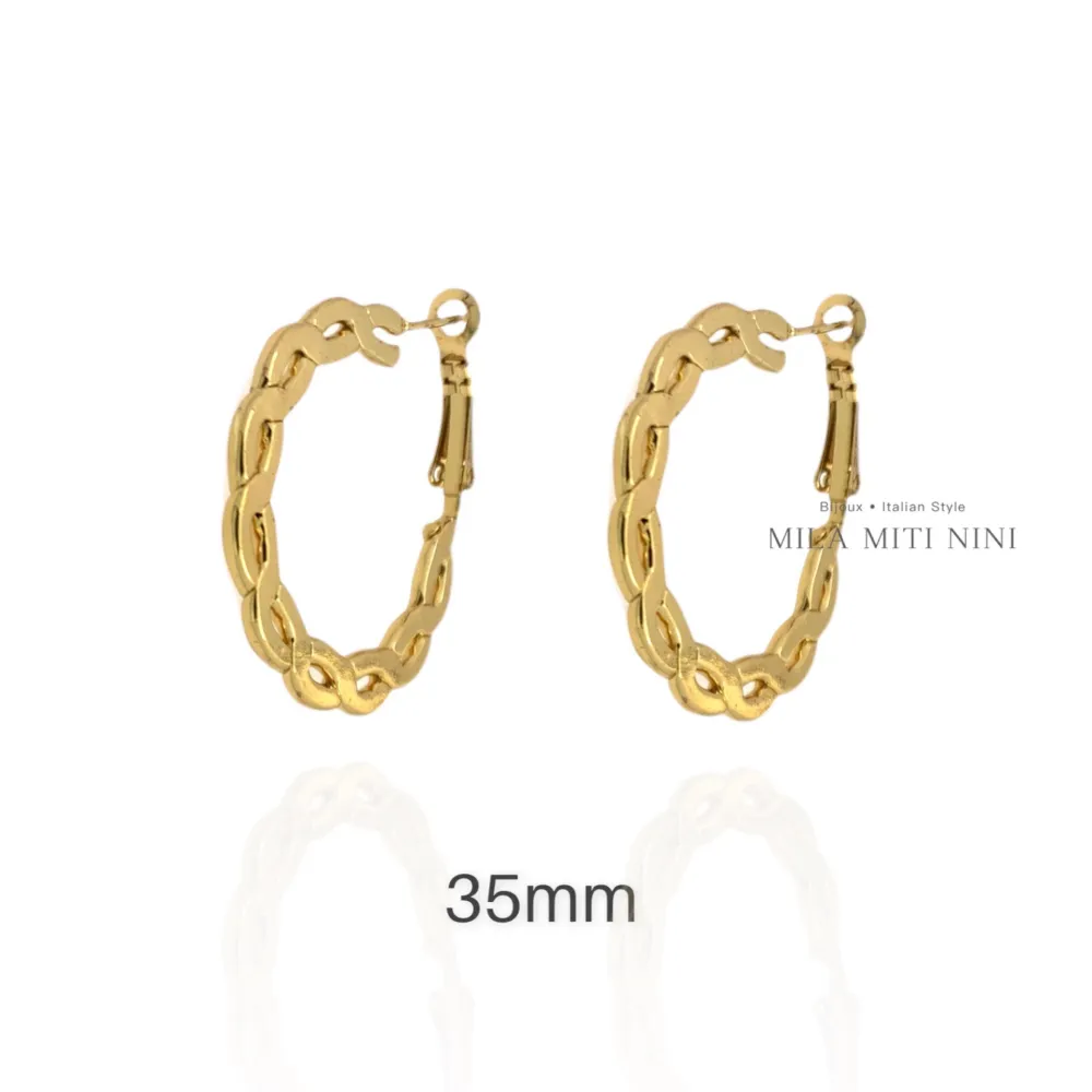 Intrecciato 35mm-Orecchini a Cerchio in Acciaio - OAP-445-026