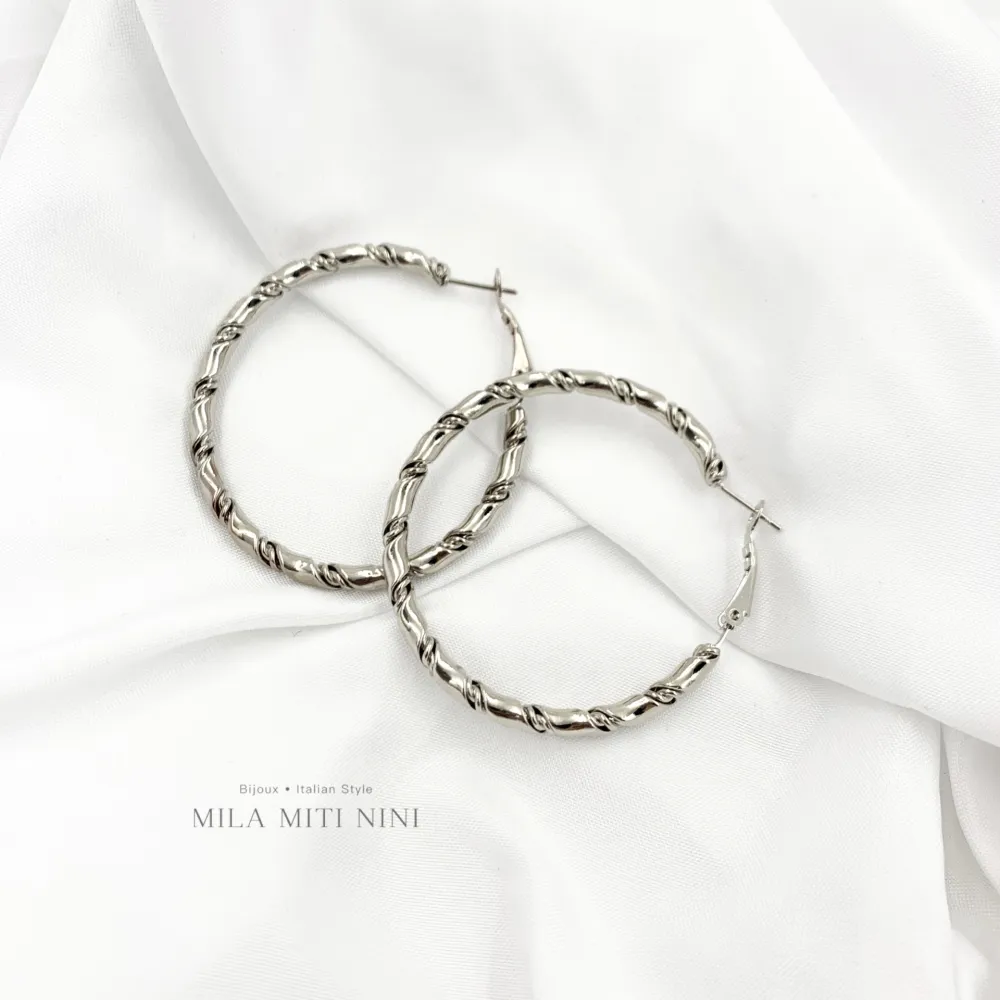 Torchon 50mm-Orecchini a Cerchio in Acciaio - OAP-445-029