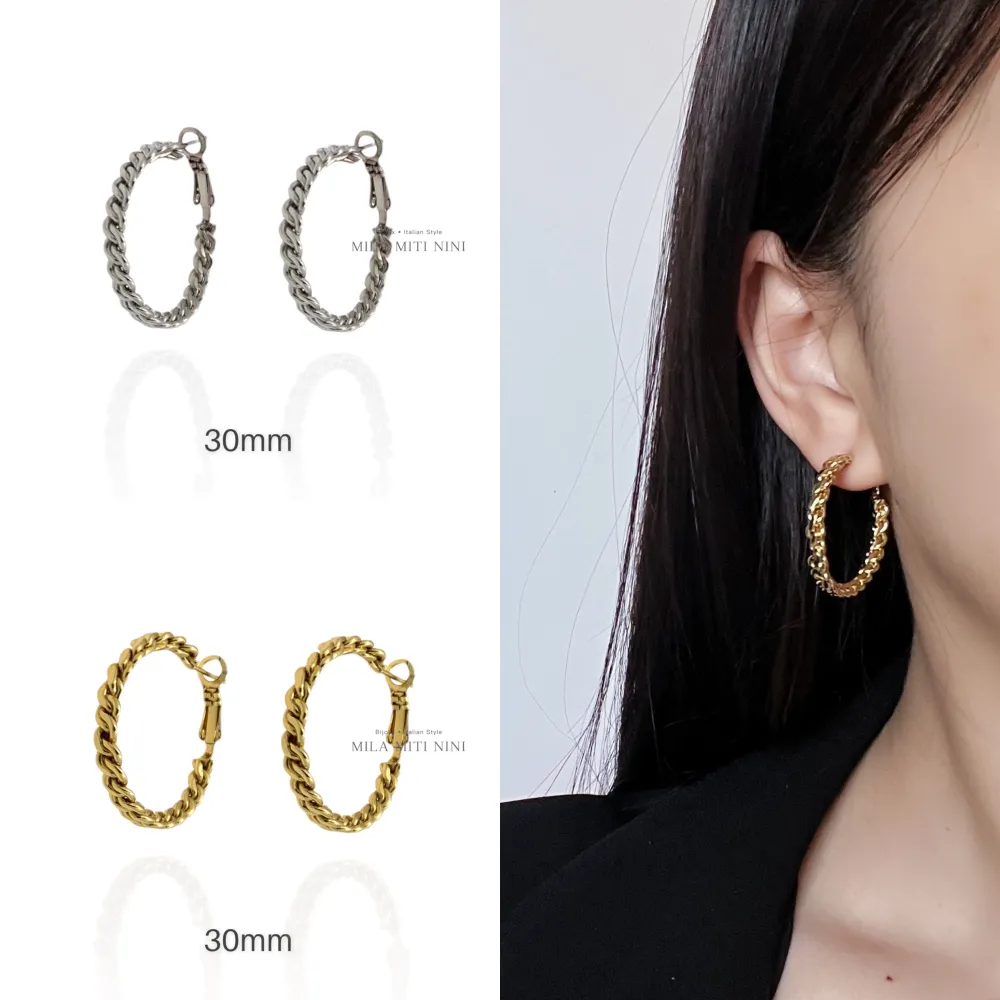 Groumette 30mm-Orecchini a Cerchio in Acciaio - OAP-445-030