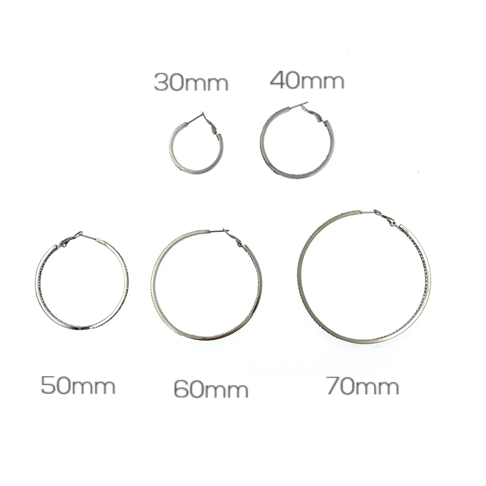 OAC7283-Doppio Strass 4cm - Orecchini a Cerchio in Acciaio - OAP-450-664 4cm Doppio Strass