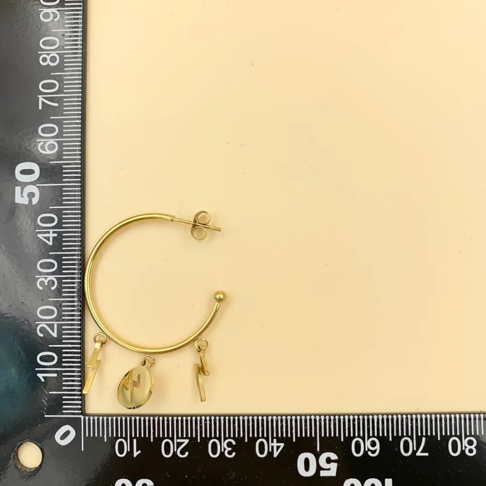 OAP6819-Fulmine- Orecchini a Cerchio con Pendenti in Acciaio - OAP6819-Fulmine- Orecchini a Cerchio con Pendenti in Acciaio