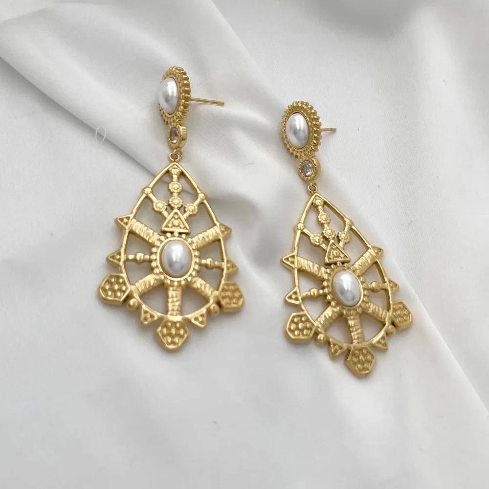 Ovale con Goccia-Orecchini in Acciaio - OAP-729-19