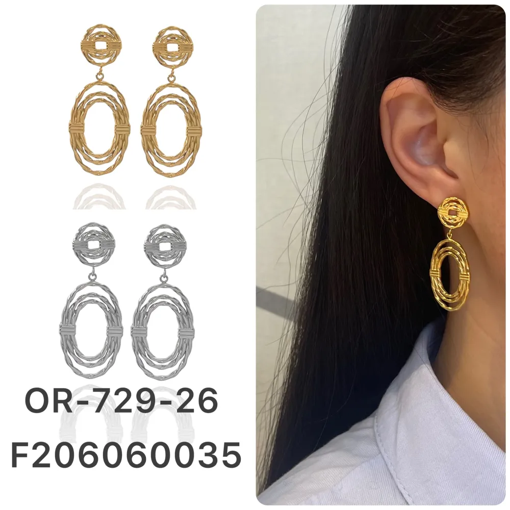 Cerchio Ovale-Orecchini in Acciaio - OAP-729-26