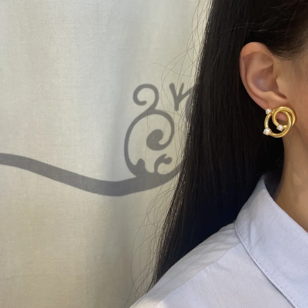 Cerchio con Perla-Orecchini in Acciaio - OAP-729-40