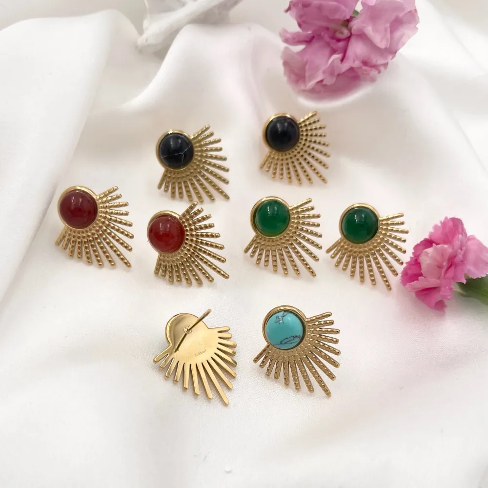 Pietra Colorato-Orecchini in Acciaio - OAP-729-46