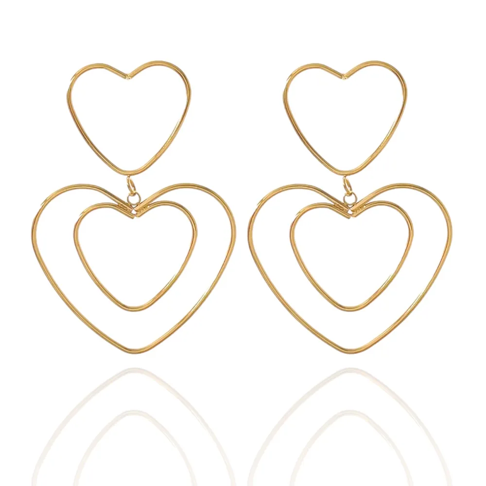 Doppio Cuore-Orecchini in Acciaio - OAP-732-129