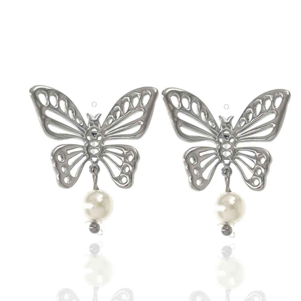 Farfalla con Perla-Orecchini in Acciaio - OAP-732-271
