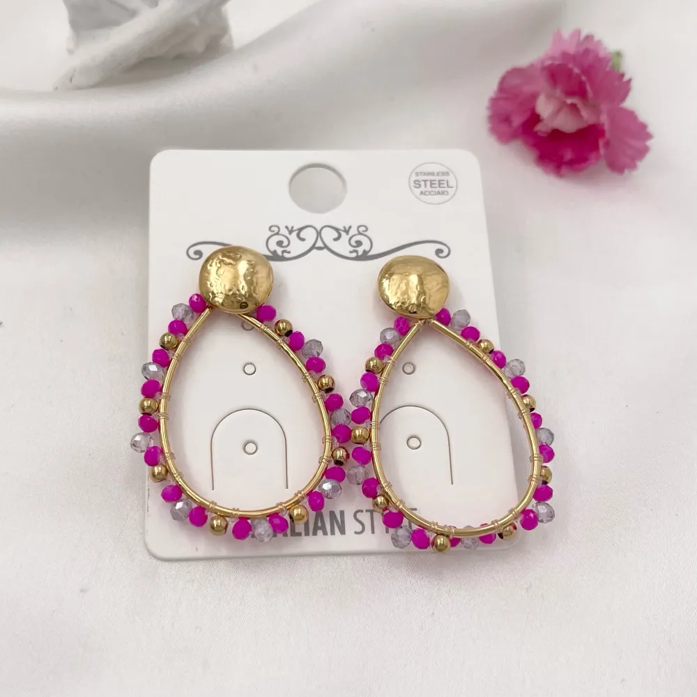 Goccia con Cristalli-Orecchini in Acciaio - OAP-732-32