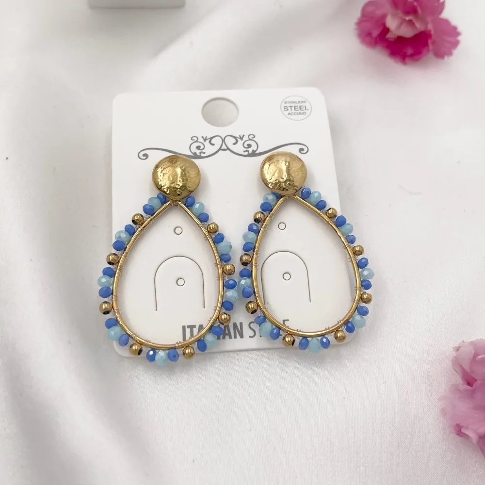 Goccia con Cristalli-Orecchini in Acciaio - OAP-732-32