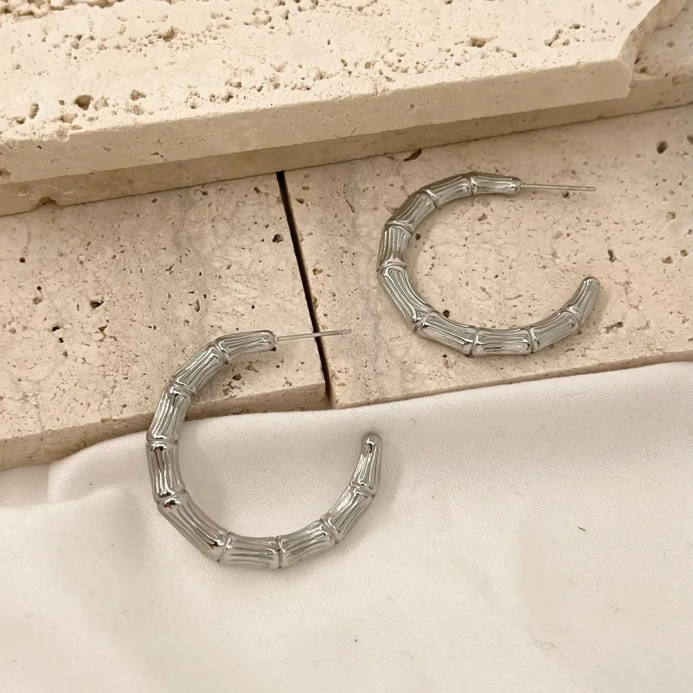 Cerchio Lavorato 35mm-Orecchini in Acciaio - OAP-732-92 35mm