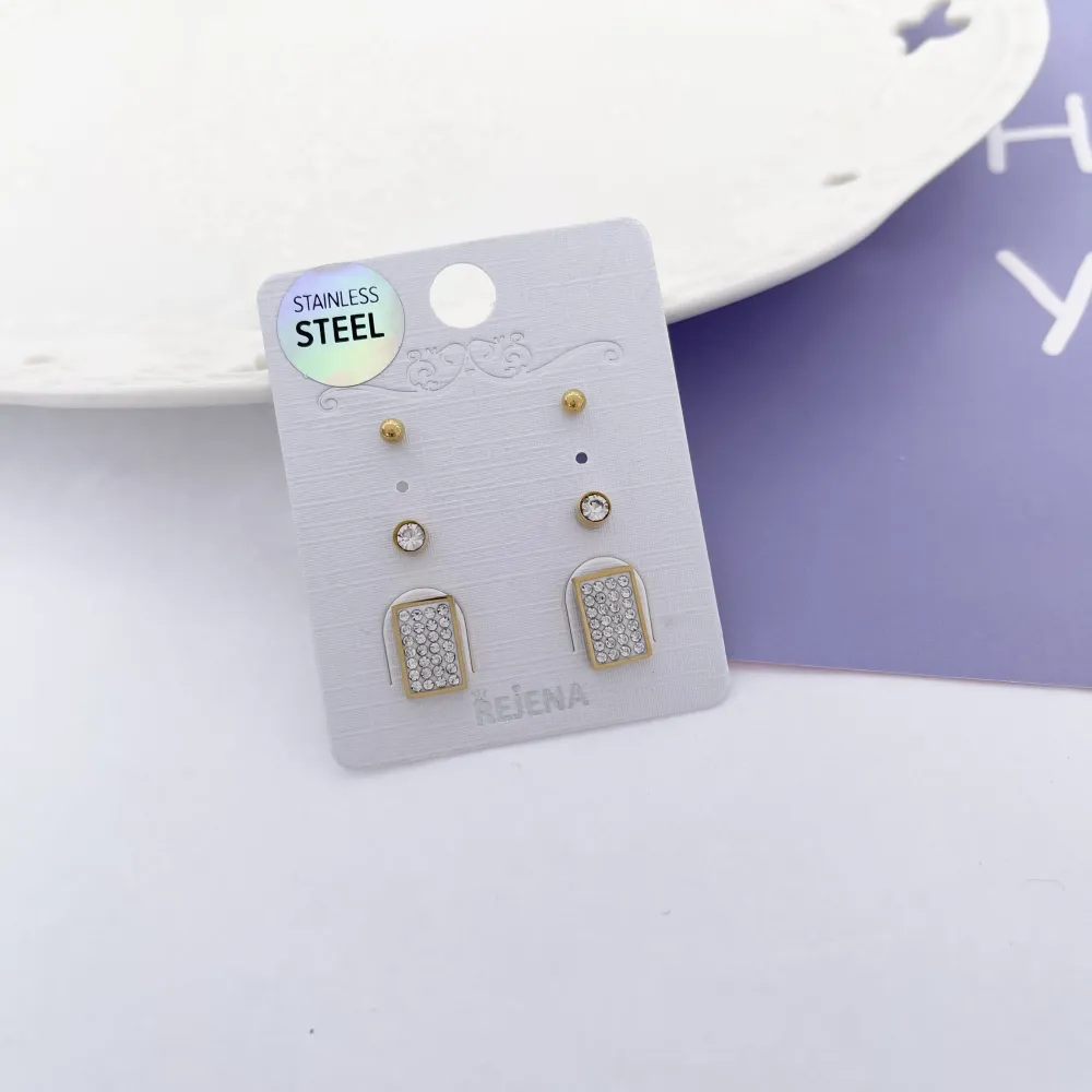 OAP7341-Rettangolo-Orecchini Tris in Acciaio - OAP7341-Rettangolo-Orecchini Tris in Acciaio