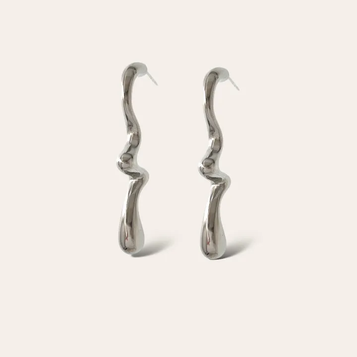 Goccia Lavorata -Orecchini in Acciaio - OAP-754-05