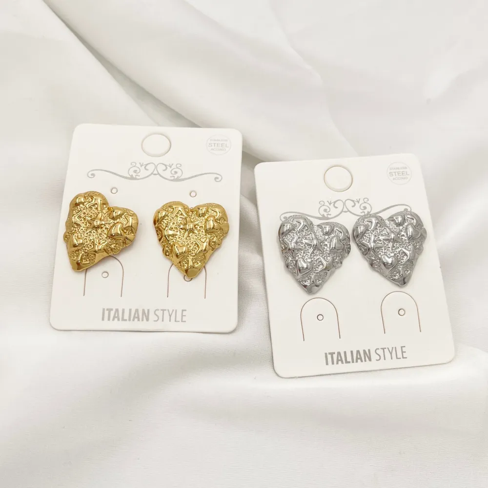 Cuore Lavorato -Orecchini in Acciaio - OAP-754-10
