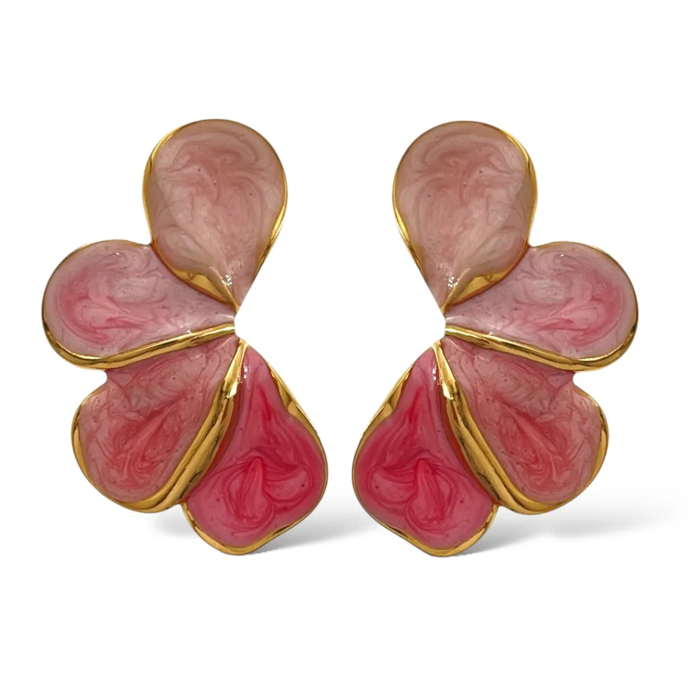 Petali Smaltato-Orecchini in Acciaio - OAP-765-49