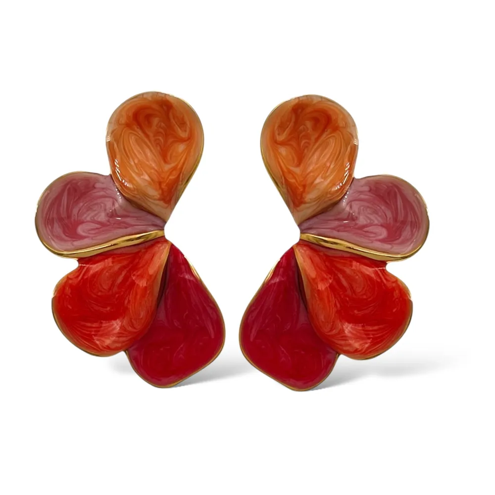 Petali Smaltato-Orecchini in Acciaio - OAP-765-49