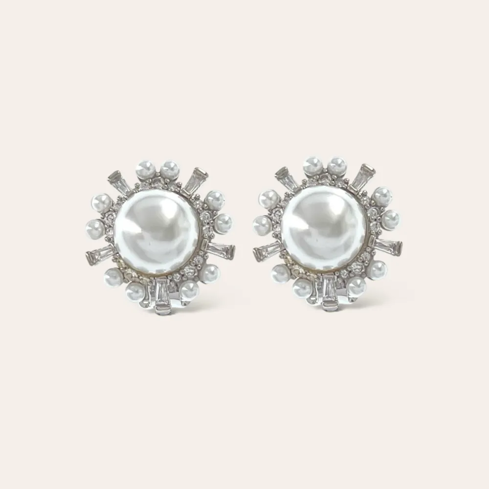 Cerchio con perla-Orecchini a Clip con Zirconia - OMK-493-34