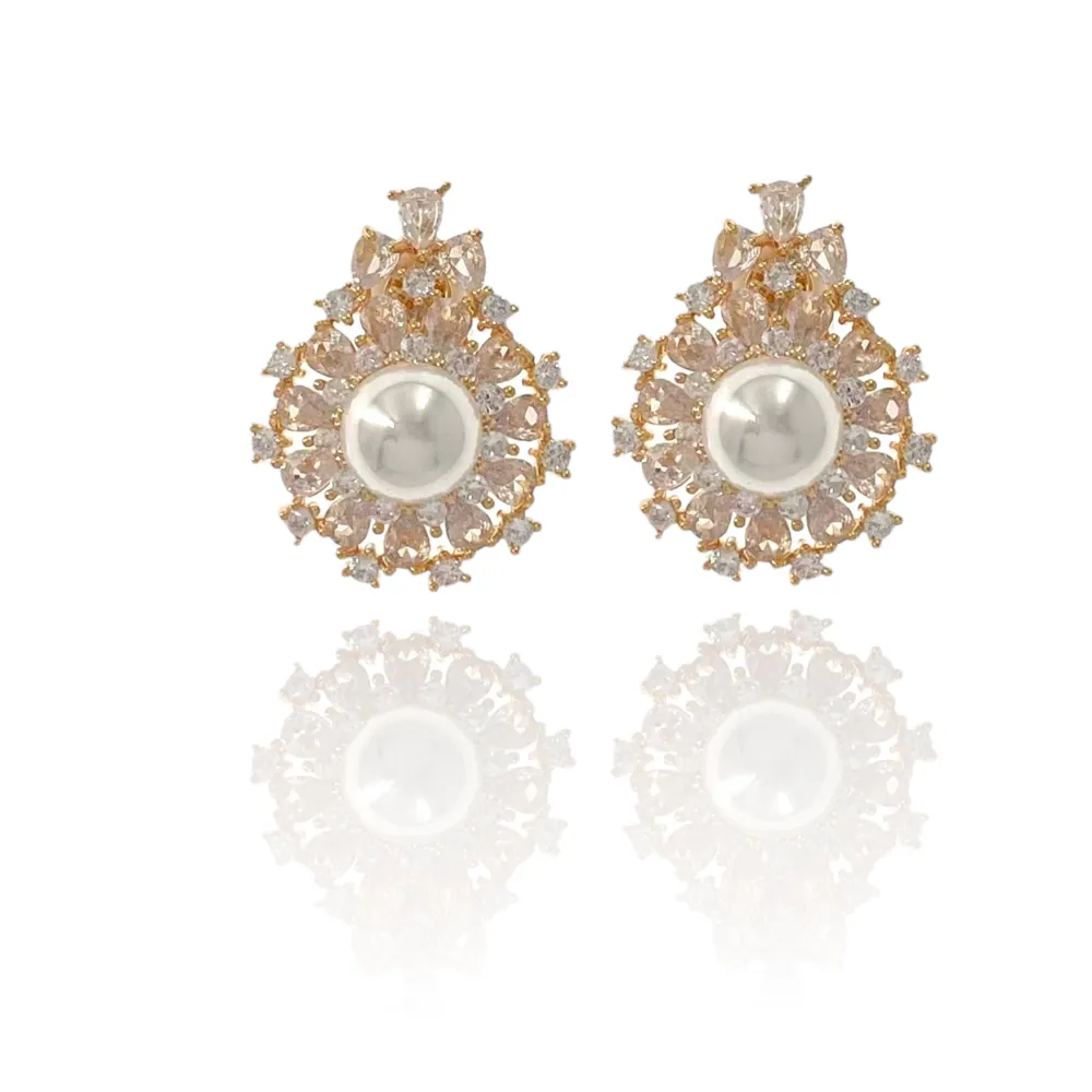 Goccia con Perla-Orecchini a Clip con Zirconia - OMK-506-212