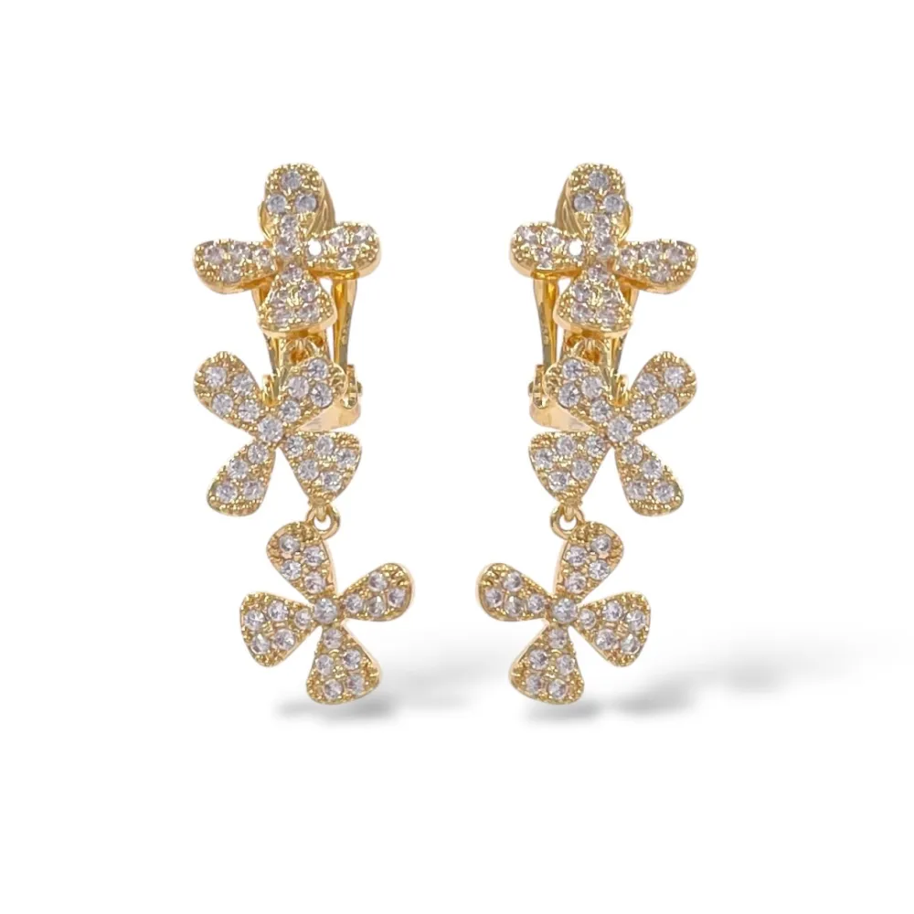 Tre Fiore-Orecchini a Clip in Acciaio - OMK-506-348