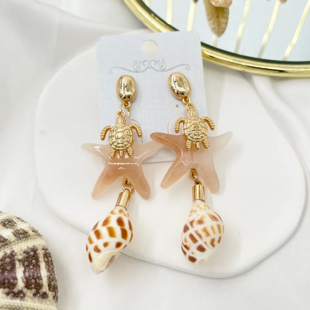 Stella Marina conchiglia-Orecchini Moda - OMM-10493