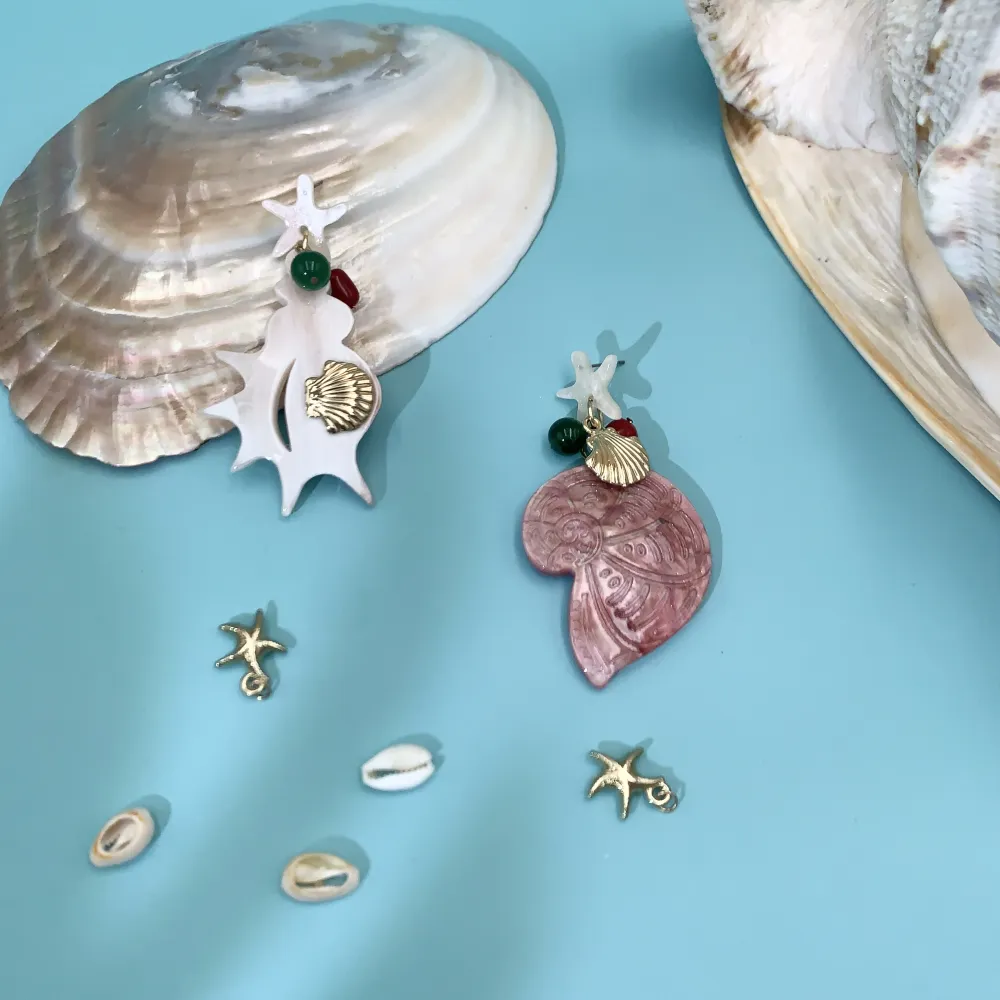 OMM3072-Conchiglia mix-Orecchini in resina - OMM-10514