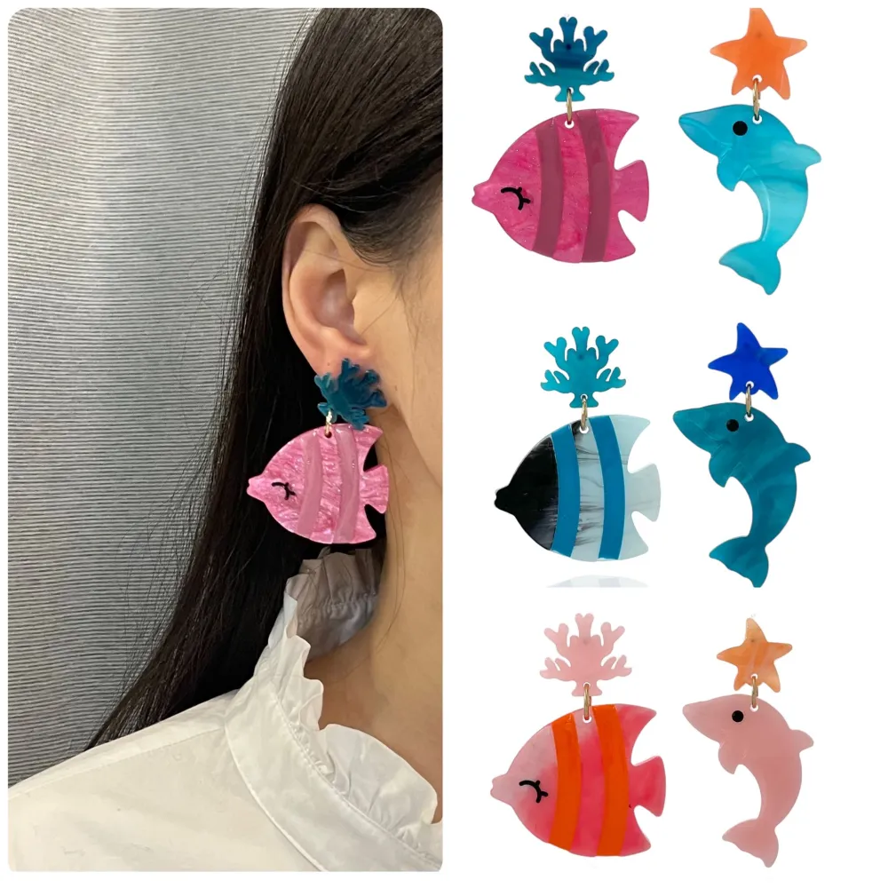 Mare Pesce Delfino-Orecchini Moda - OMM-15745