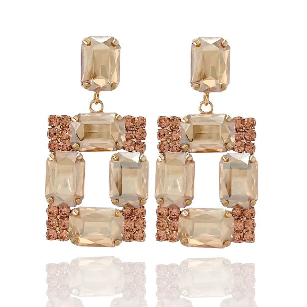 Quadrato-Orecchini Moda Vetro - OMM-381-203