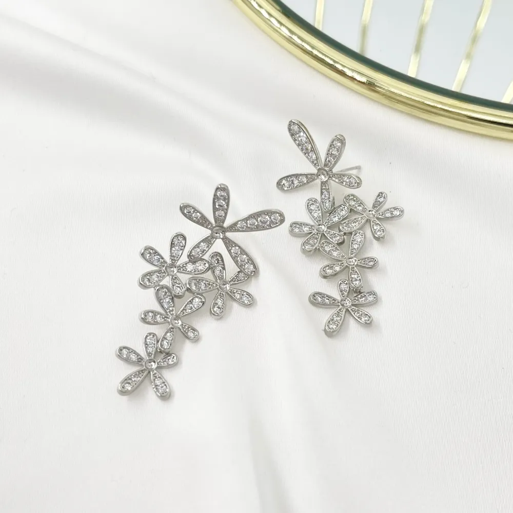 Fiore-Orecchini in Ottone e Zirconia - OMZ-103-AA27124E