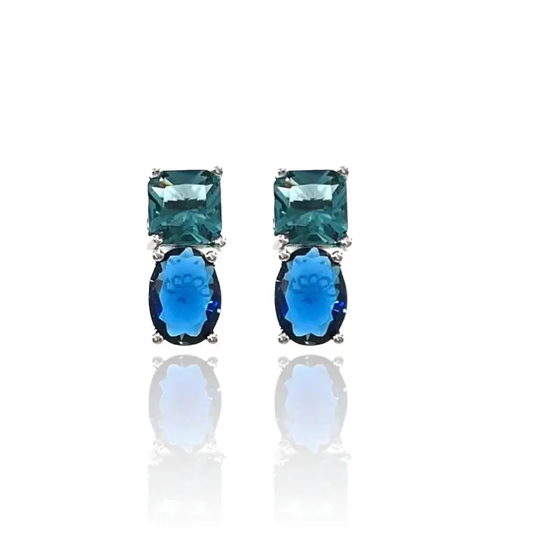 Quadrato e Tondo -Orecchini con Zirconia - OMZ-103-AA738E