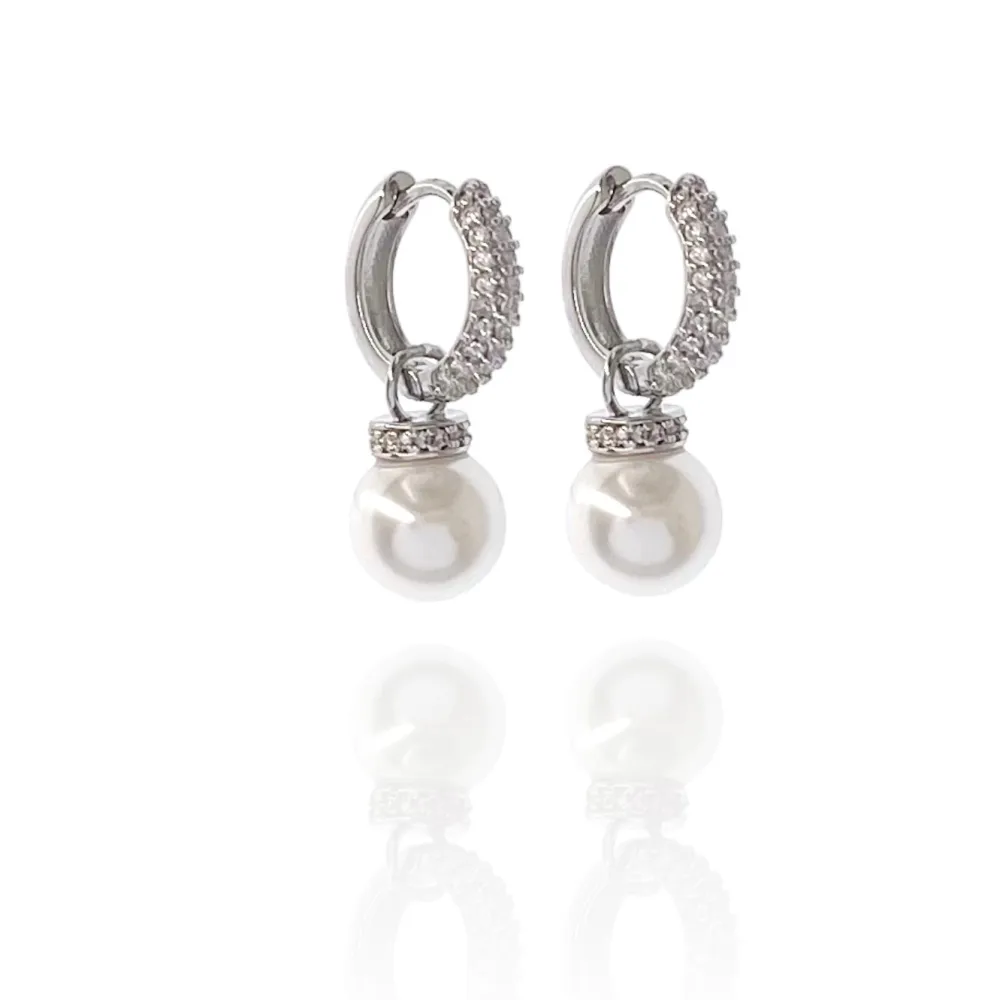 Cerchio Zirconia con Perla-Orecchini con Zirconia - OMZ-109-190