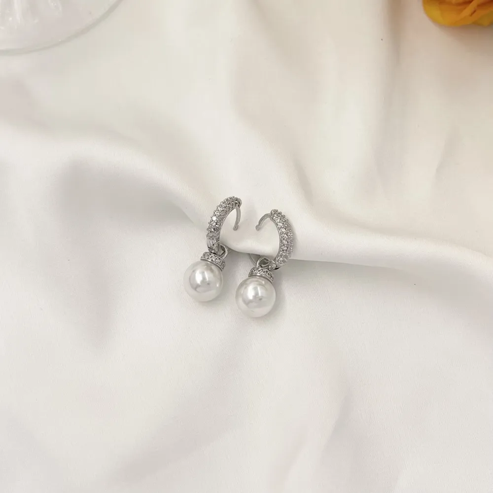 Cerchio Zirconia con Perla-Orecchini con Zirconia - OMZ-109-190