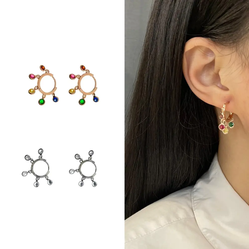 Cerchio con Punto Luce-Orecchini con Zirconia - OMZ-109-23