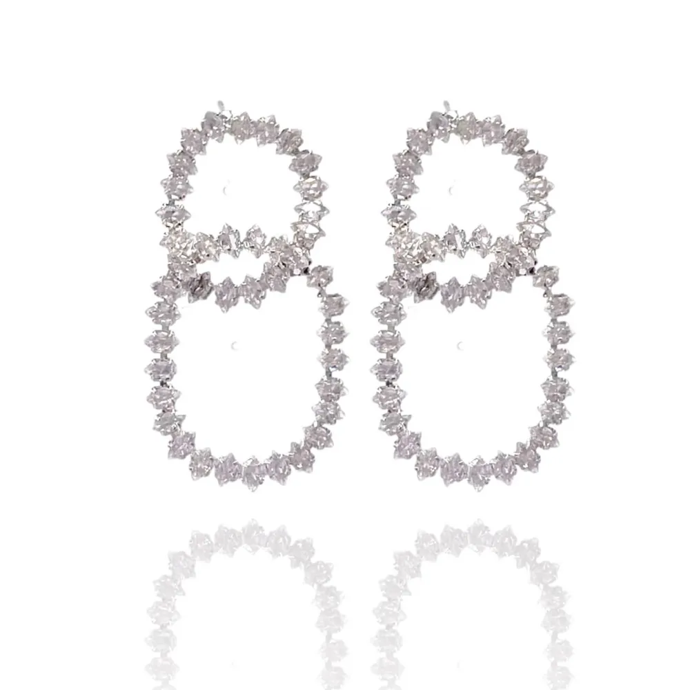 Doppio Cerchio-Orecchini con Zirconia - OMZ-159-21918