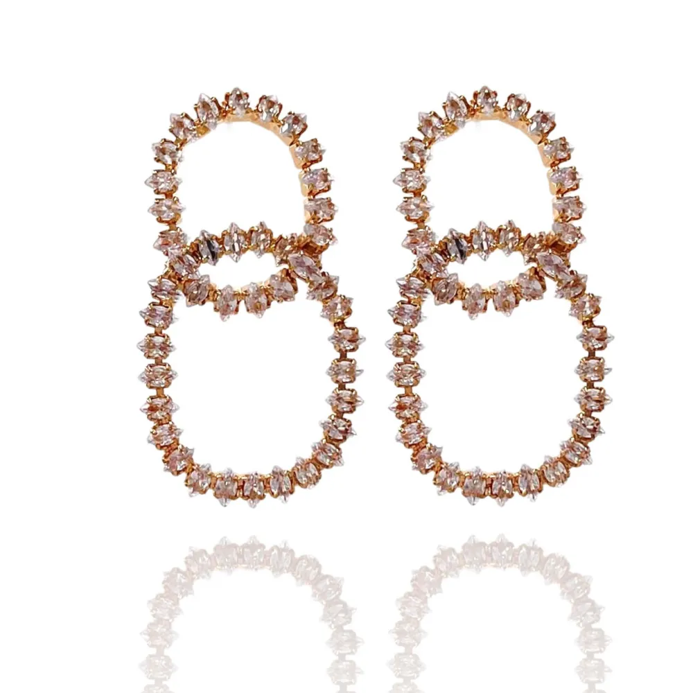 Doppio Cerchio-Orecchini con Zirconia - OMZ-159-21918
