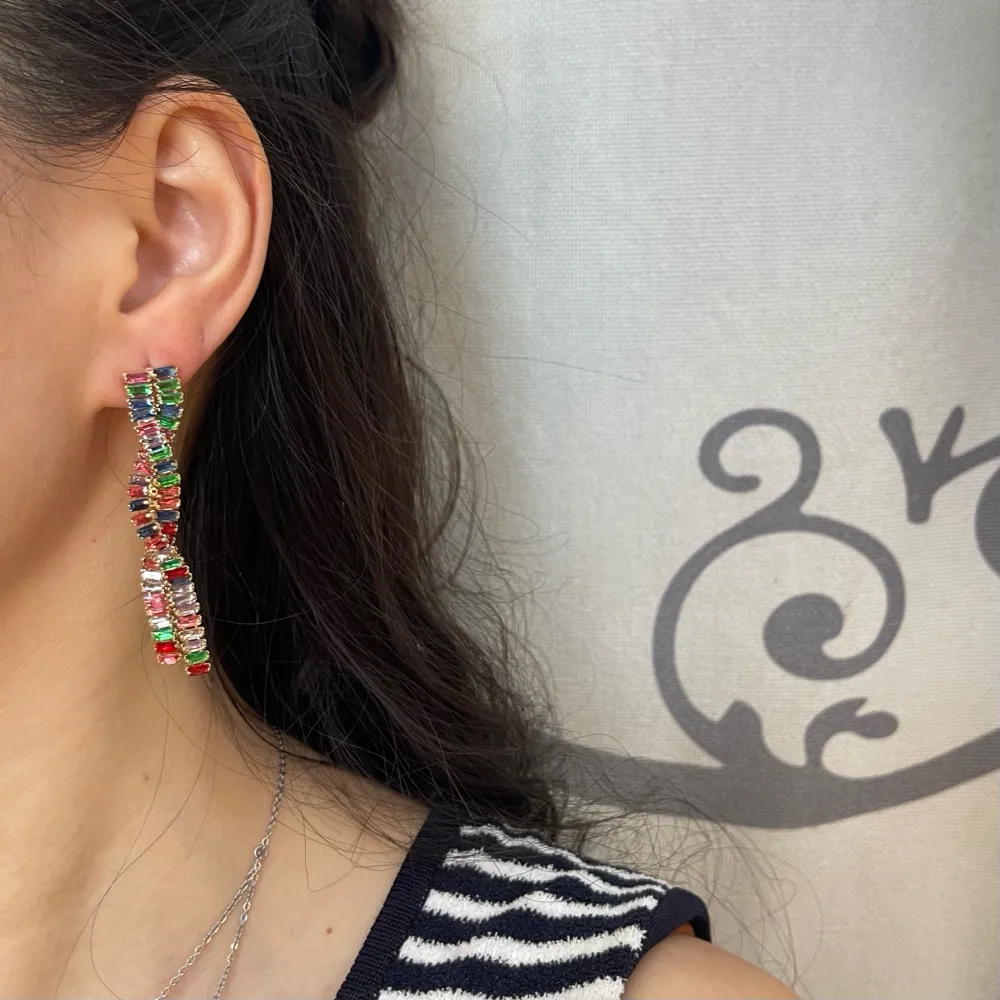 Tennis Intrecciato-Orecchini con Zirconia - OMZ-416-L25