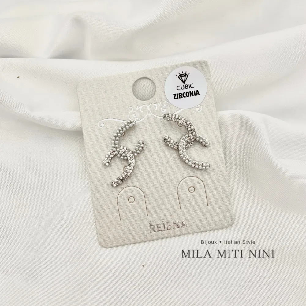 Doppio C-Orecchini con Zirconia - OMZ-506-458891