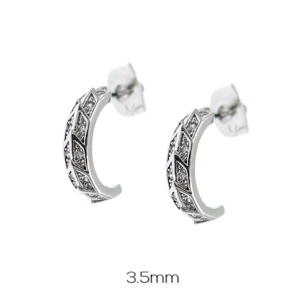 OMZ7269-Metà Cerchio 3.5mm - Orecchini a Lobo - OMZ7269-Metà Cerchio 3.5mm - Orecchini a Lobo