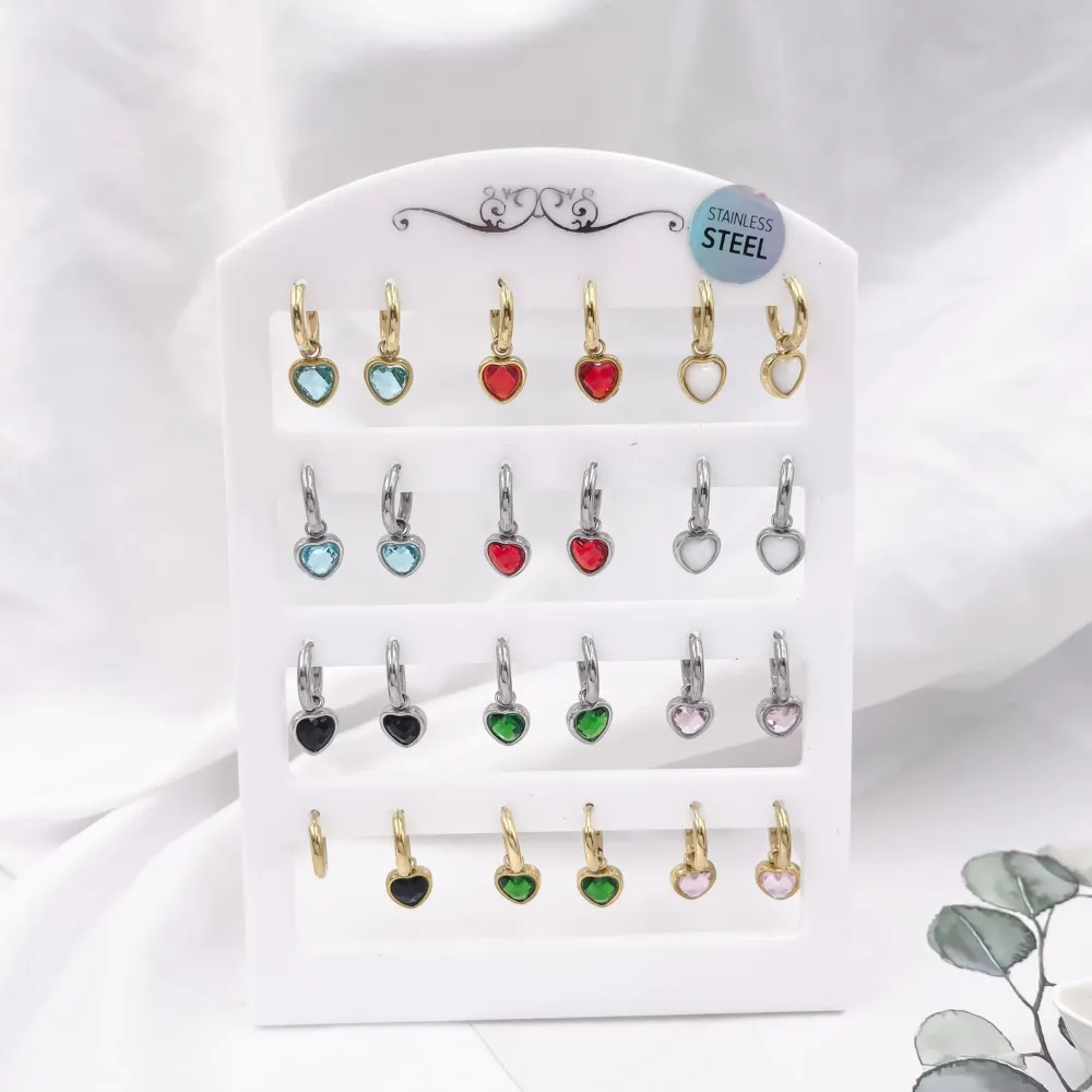 Cuore Zirconia-12Paia Orecchini a in Acciaio - OPA-103-AA132E